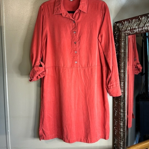 John Mark Orange Long Sleeve Dress 100% Tencel Size Small - Picture 1 of 8